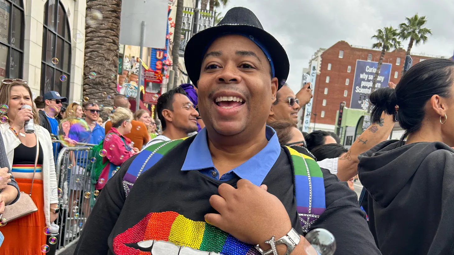 “For us to understand what Pride is, it's not all about parties. It's not all about the rainbow. People have fought and died so that we can be on these corners. So as a Black man from South Central Los Angeles who was openly gay, I find that authenticity is important. … It's not about one day, it's not about one month, it's all that you do. Every aspect of who you are should be a celebration,” says Armond Anderson-Bell (Imani Phoenix).