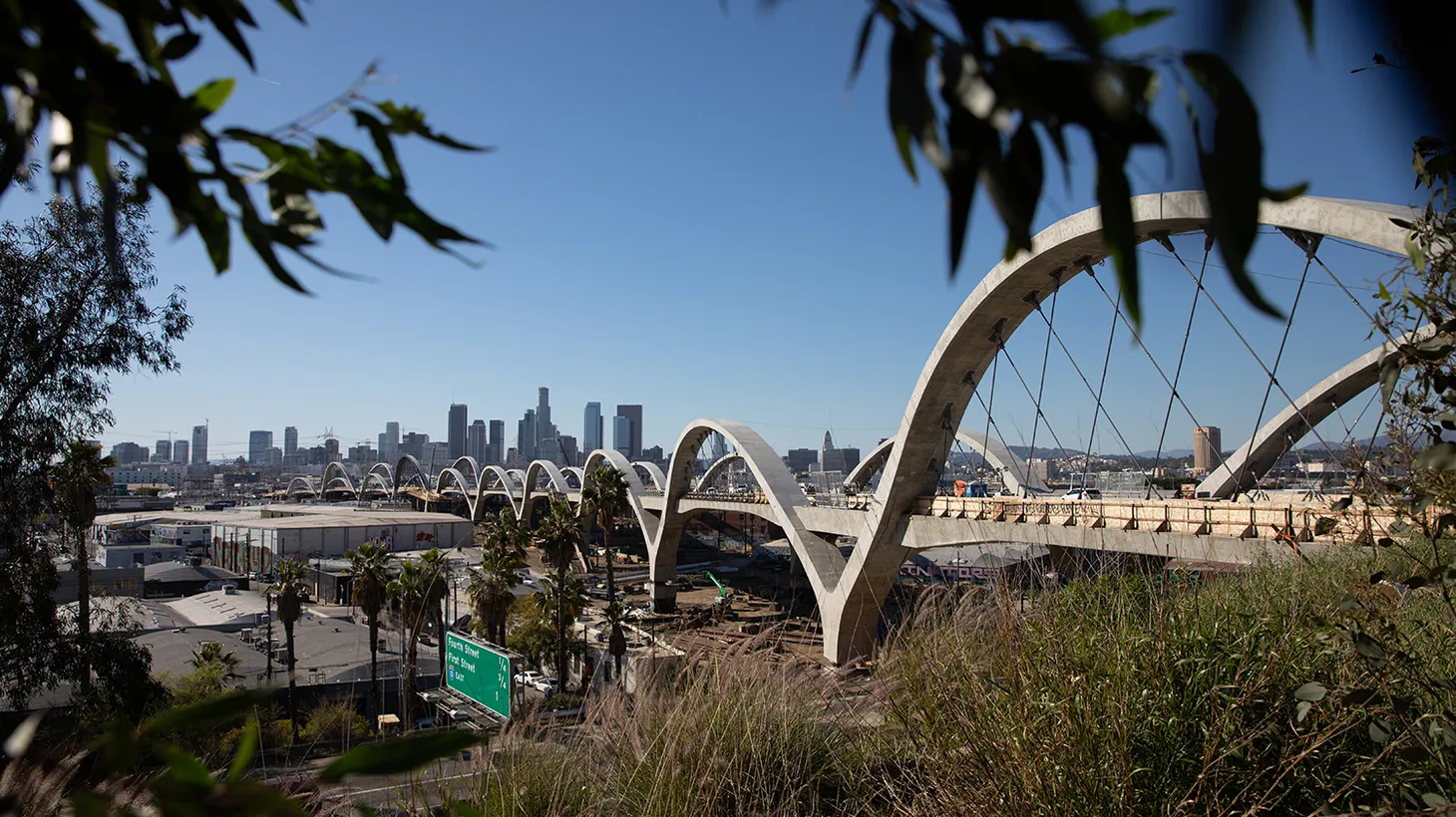A view from Boyle Heights shows the new Sixth Street Viaduct and its view of downtown Los Angeles.