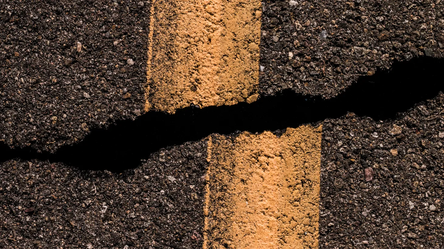 A road is fractured on California highway 178, after a pair of big earthquakes hit the town of Ridgecrest in July of 2019.