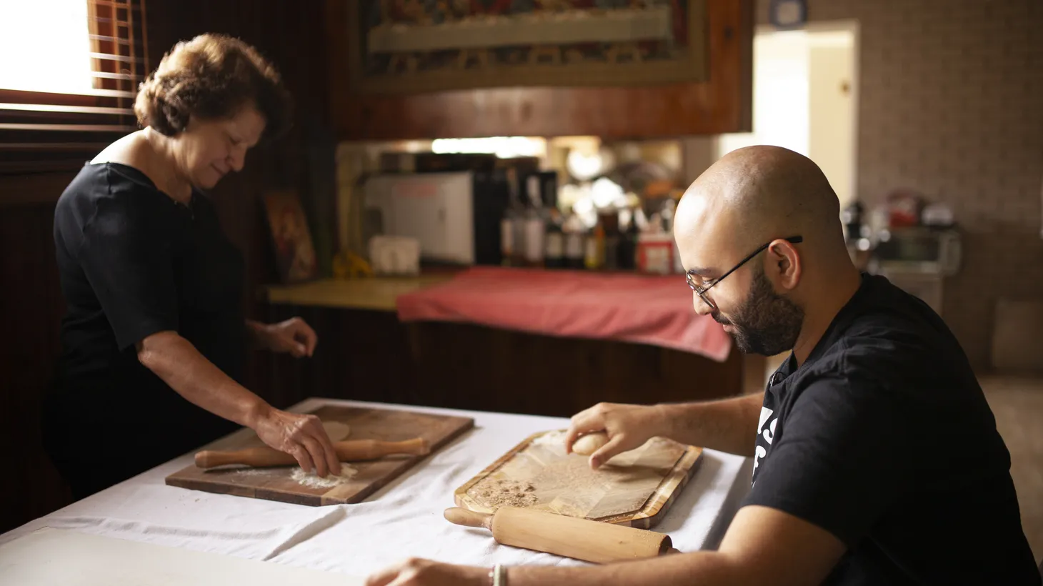 Amir Edward is the founder of The Original Hawowshi and one of the participants in the exhibition “Kneaded.” When he could not source Egyptian aish baladi bread in LA, he went to his grandmother, Salwa Ibrahim, to learn how to make his own.