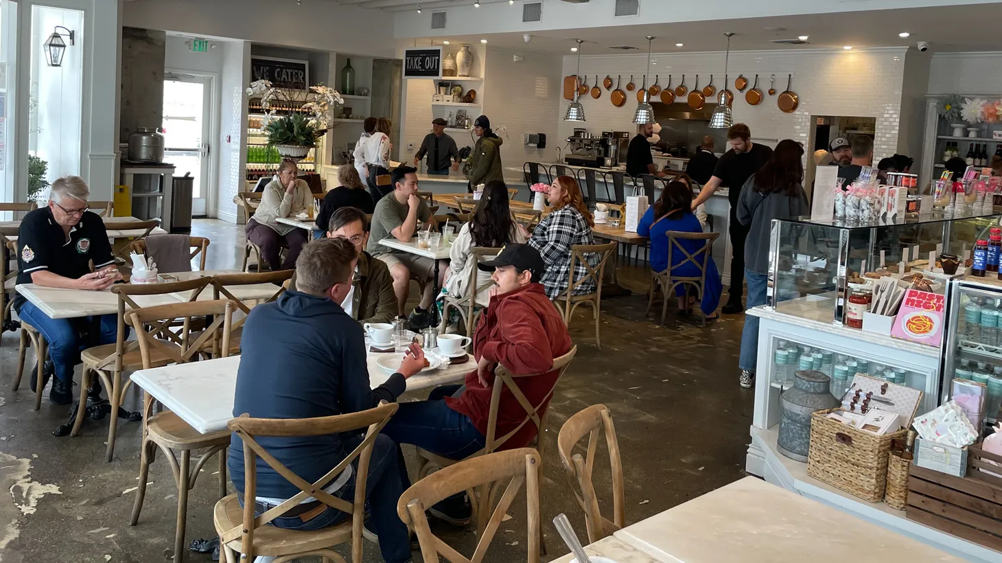 There are fewer people in for lunch at the Burbank restaurant Olive and Thyme, as the Hollywood writers’ strike continues. Like other small businesses, they rely on customers from nearby offices and studios.