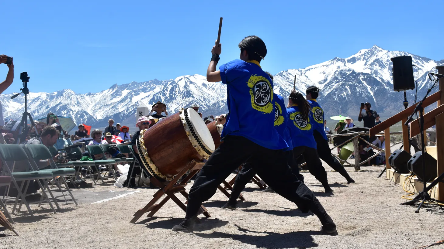 UCLA’s Kyodo Taiko drummers perform April 29, 2023 at the 54th annual Manzanar Pilgrimage at Manzanar National Historic Site.