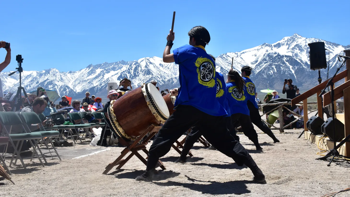 UCLA’s Kyodo Taiko drummers perform April 29, 2023 at the 54th annual Manzanar Pilgrimage at Manzanar National Historic Site.