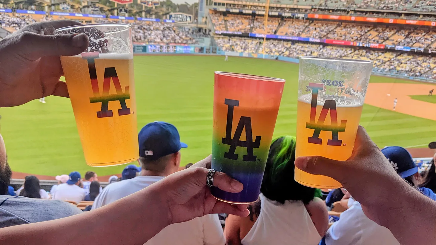 “It's important for us, the queer community, to come and show up to support the Sisters. As an activist, it's actually important to follow as well. I don't think activism means you always need to be the person with the loudspeaker,” says LA Dodgers fan Shih-wei Carrasco-Wu.