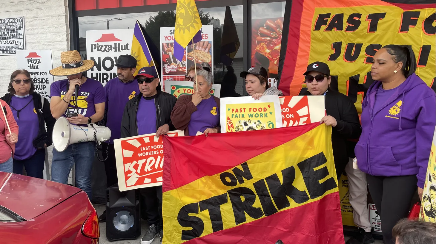 Workers at a Pizza Hut in LA’s Historic Filipinotown went on strike in March over workers’ rights. Fast food workers like them will begin receiving a $20 minimum wage once a new California law goes into effect on April 1.