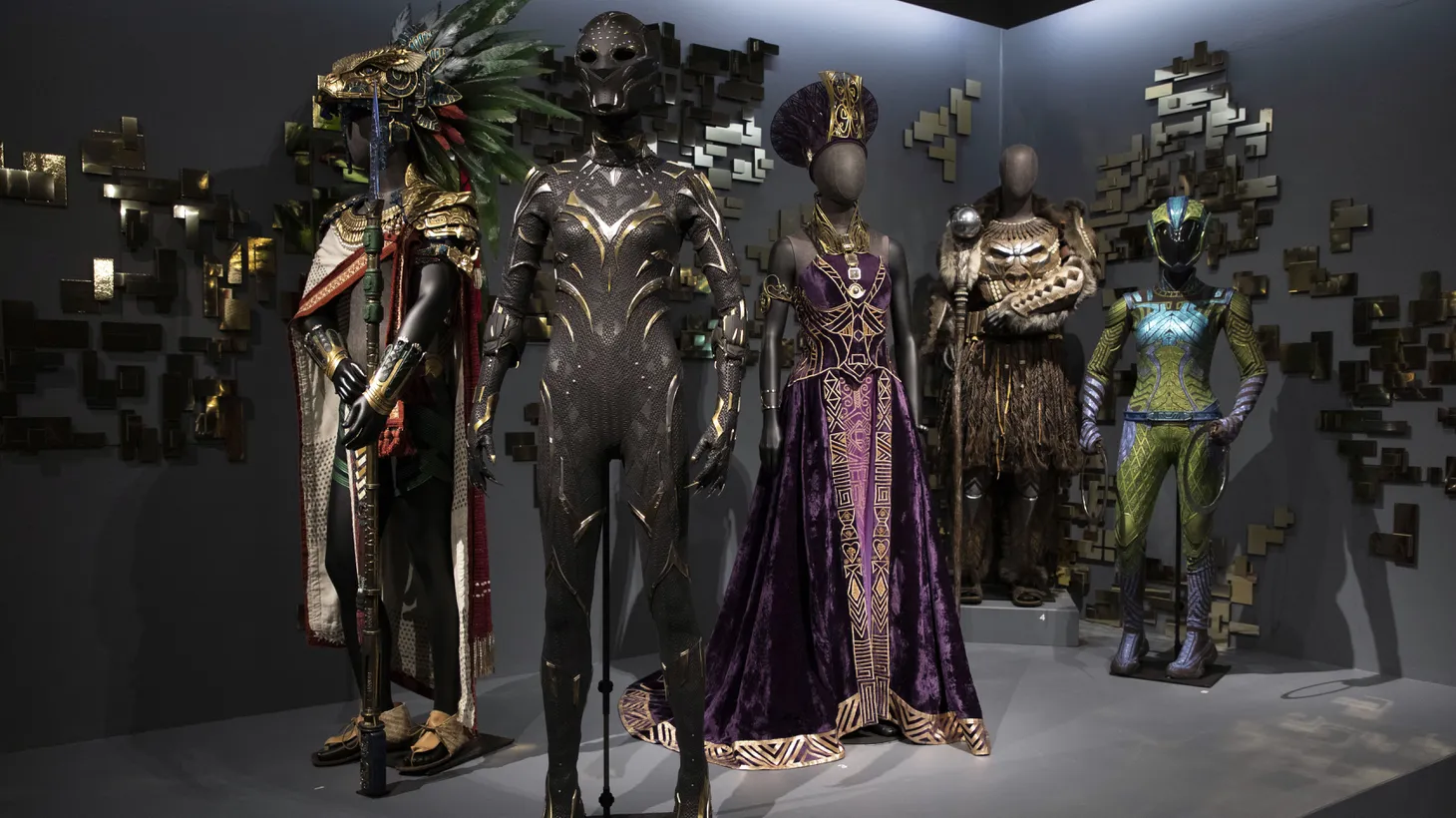 These Oscar-nominated costumes from “Black Panther: Wakanda Forever” are on display at the “Art of Costume Design in Film” exhibit at the FIDM Museum.