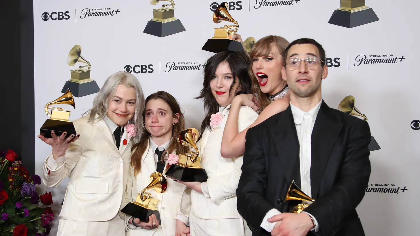 Boygenius, Taylor Swift, and Jack Antonoff attend the 66th Annual Grammy Awards at Crypto.com Arena in Los Angeles on Sunday, Feb. 4, 2024.