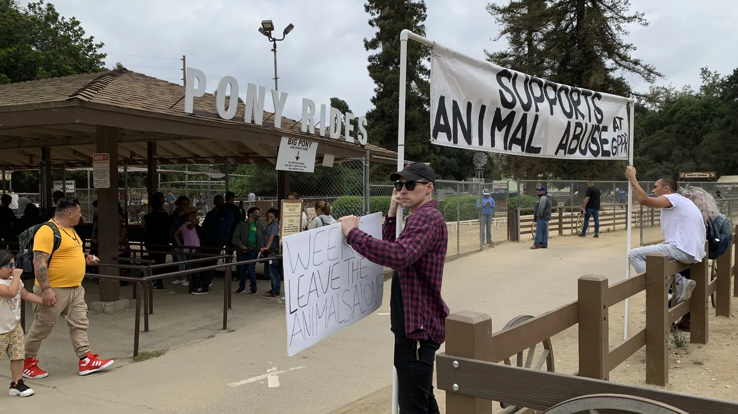 “For the Animals” is one of two groups of protesters that have been speaking out against Griffith Park Pony Rides.