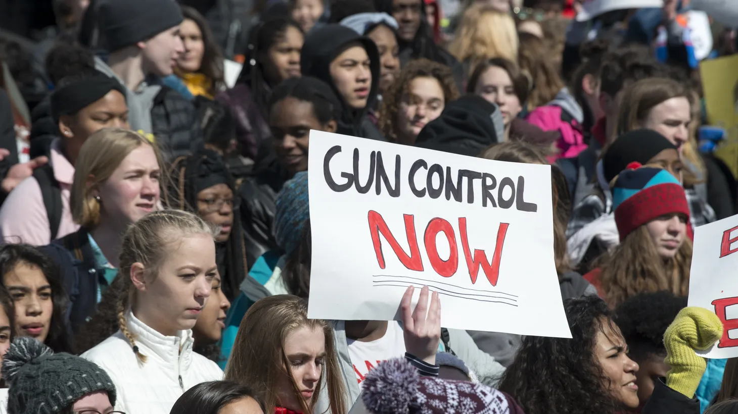 Around 4000 high school students walked out of school and marched to the Minnesota capitol to demand that legislators make changes to gun control laws, 2018.