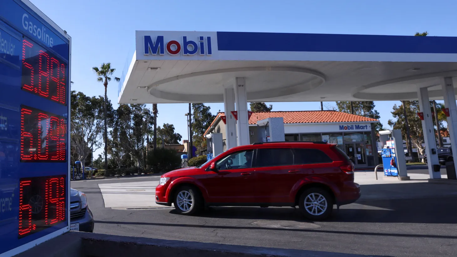 Current gas prices are shown as they continue to rise in Carlsbad, California, U.S., March 7, 2022.