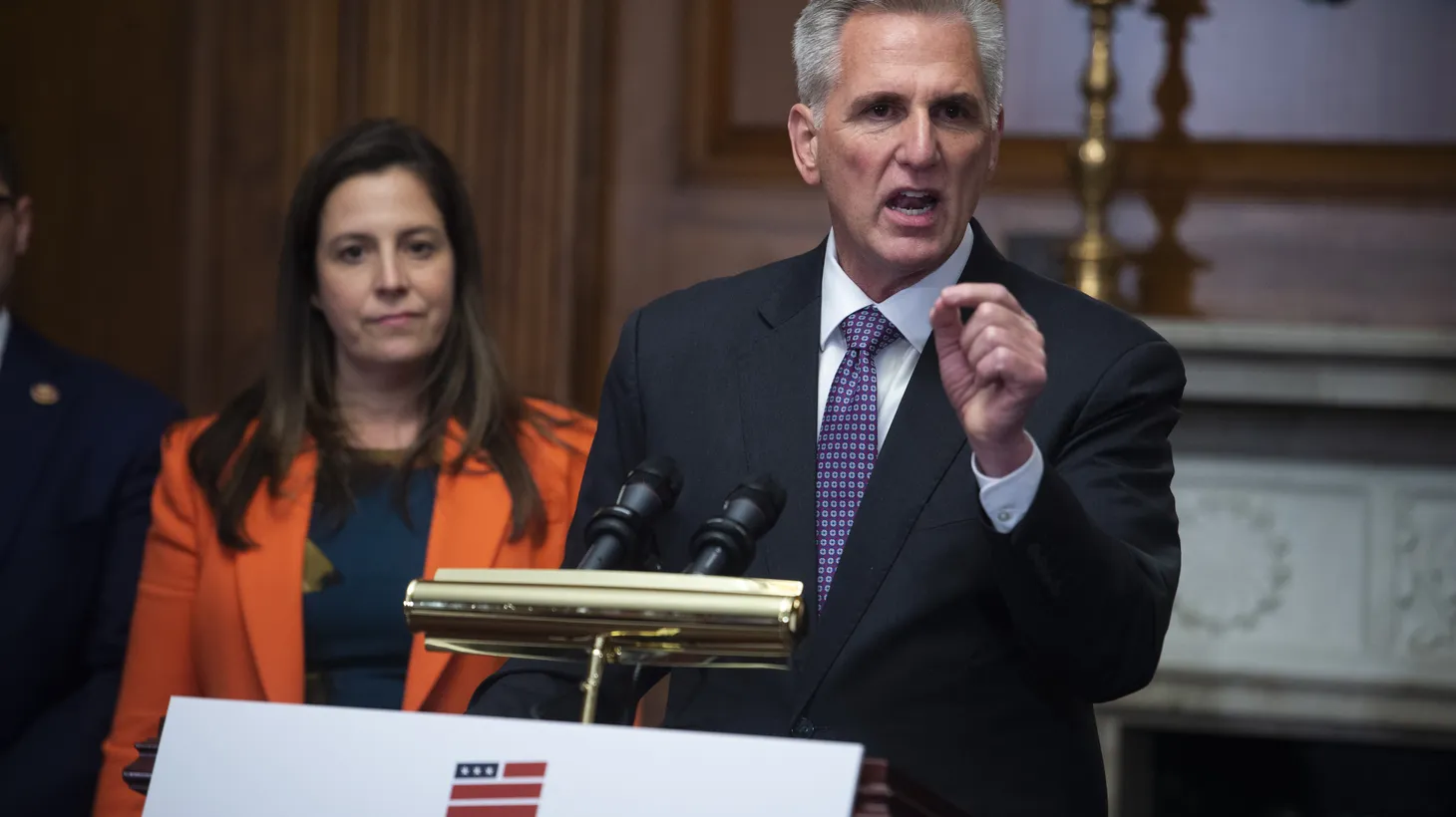 Speaker of the United States House of Representatives Kevin McCarthy (Republican of California) offers remarks following passage of H.R. 3746, the Bipartisan Budget Agreement, at the US Capitol in Washington, DC, Wednesday, May 31, 2023.
