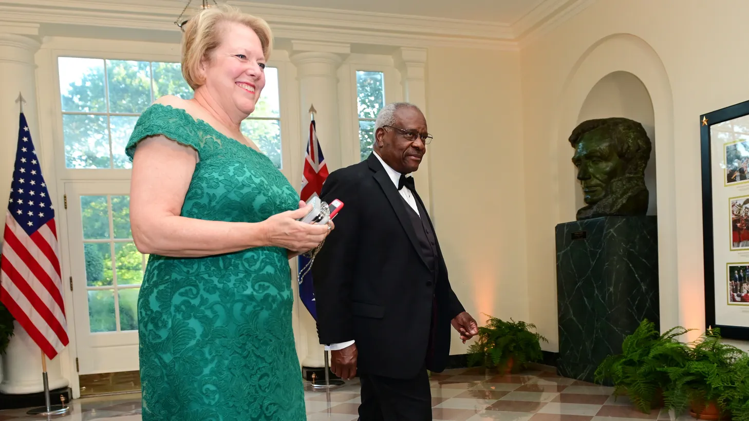U.S. Supreme Court Justice Clarence Thomas arrives with his wife, Ginni Thomas, for a state dinner for Australia’s Prime Minister Scott Morrison at the White House on Sep. 20, 2019.