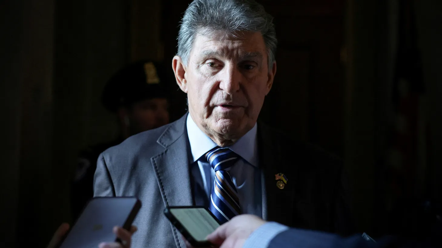 Senator Joe Manchin (D-WV) speaks to journalists in the United States Capitol building in Washington, U.S., May 26, 2022.