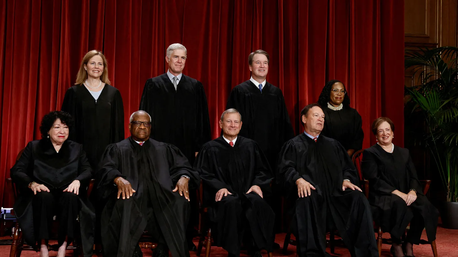 U.S. Supreme Court justices pose for their group portrait at the Supreme Court in Washington, U.S., October 7, 2022.