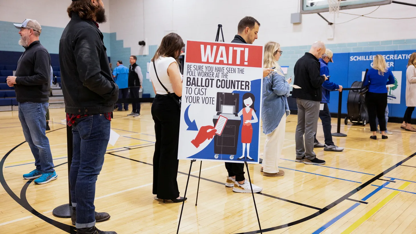 Voters line up in a polling location as voters in Ohio decide whether to enshrine abortion protections into the state constitution, in Columbus, Ohio, U.S. November 7, 2023.