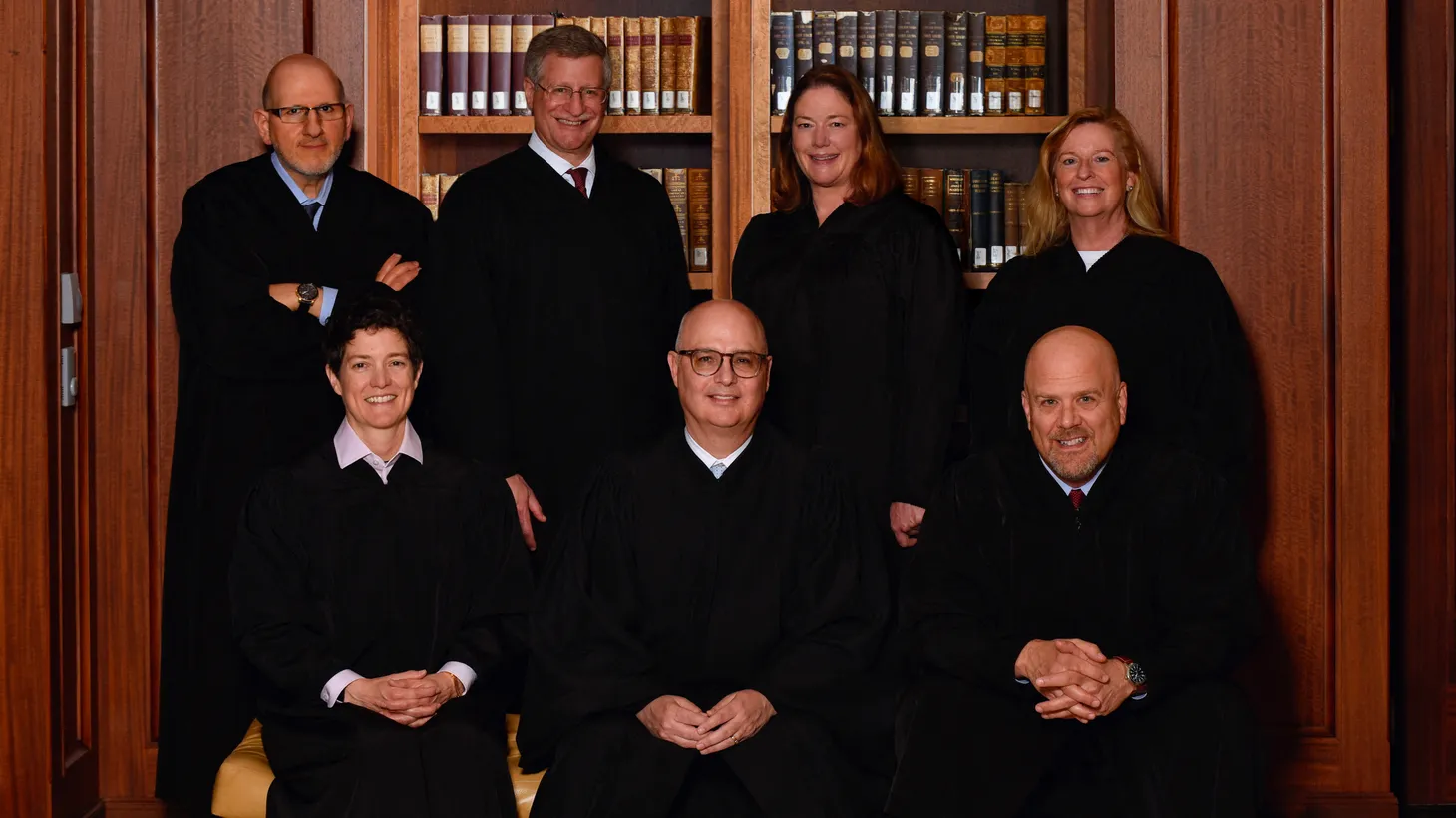 An undated handout photo shows the full Colorado Supreme Court in Denver.