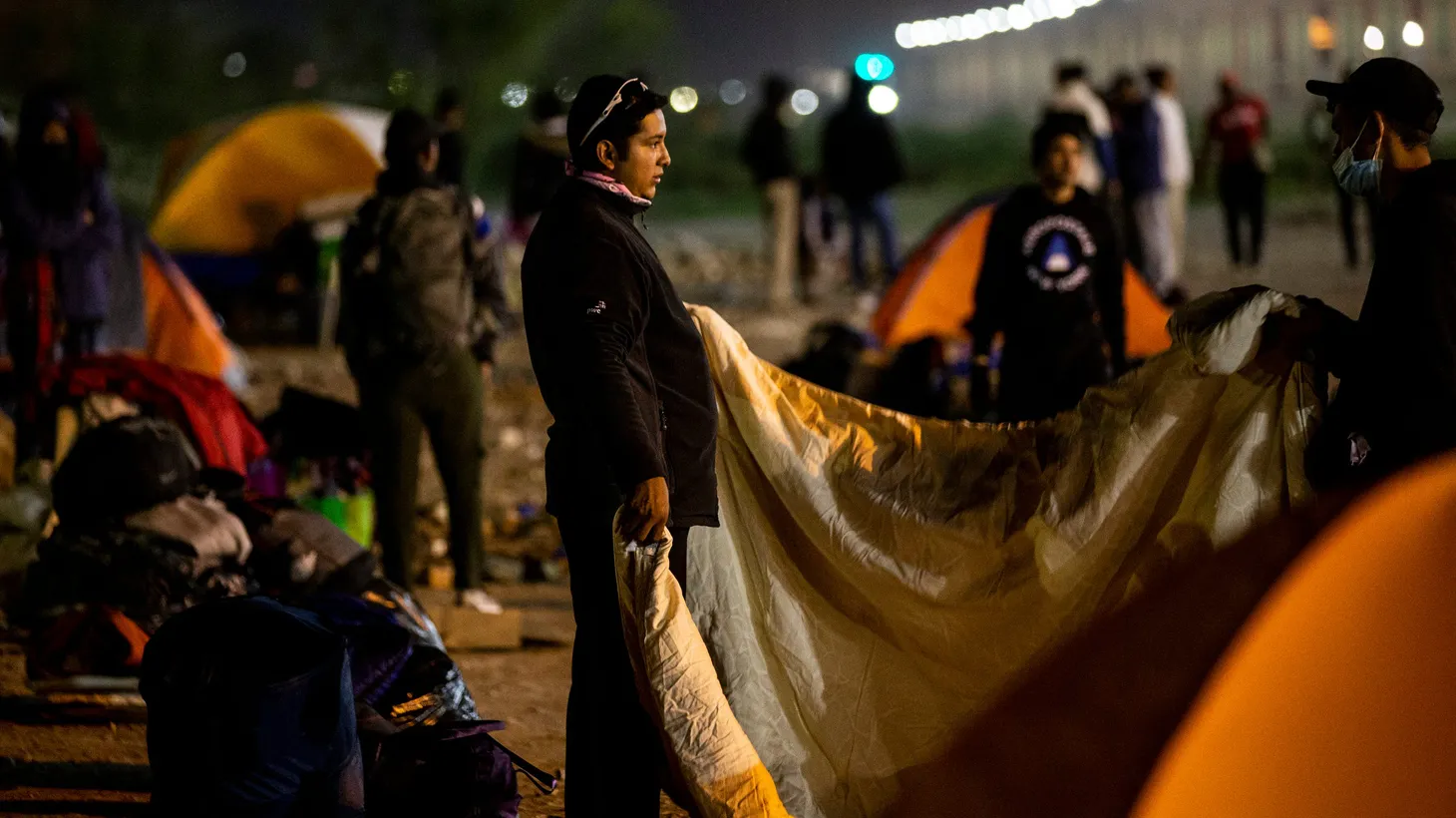 Venezuelan migrants set up an encampment on the south bank of the Rio Grande in Ciudad Juarez. Many of the migrants have been expelled under Title 42 after seeking asylum and are hoping to be accepted as refugees in the U.S., November 28, 2022.