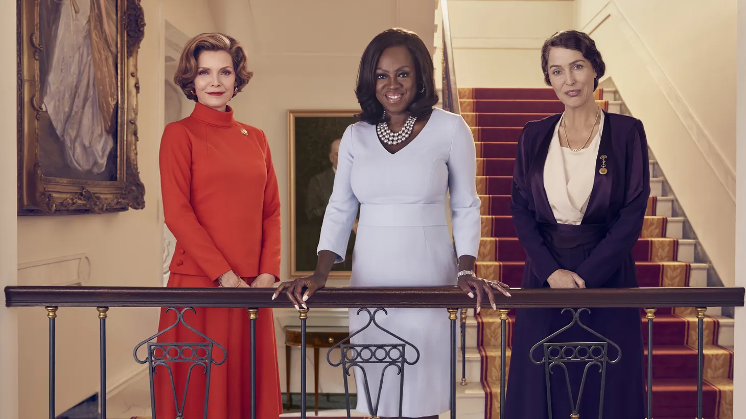 (L to R) Michelle Pfeiffer plays Betty Ford, Viola Davis plays Michelle Obama, and Gillian Anderson plays Eleanor Roosevelt in “The First Lady.”