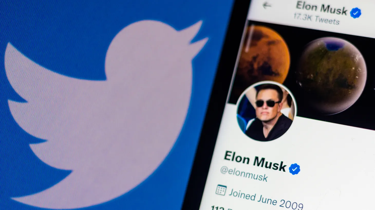This photo illustration shows the official profile of Elon Musk on Twitter. The billionaire made a $43 billion offer to buy Twitter.
