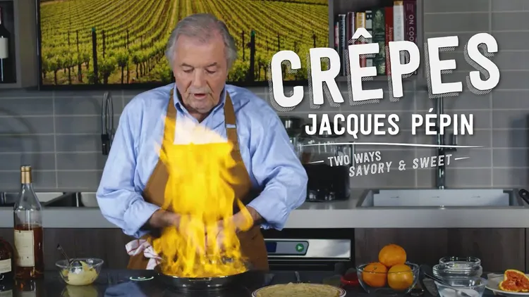 A crêpe is a thin pancake that’s pliable enough to fold or roll around a filling. Jacques Pépin’s method requires no blender and no putting the batter in the fridge to rest.