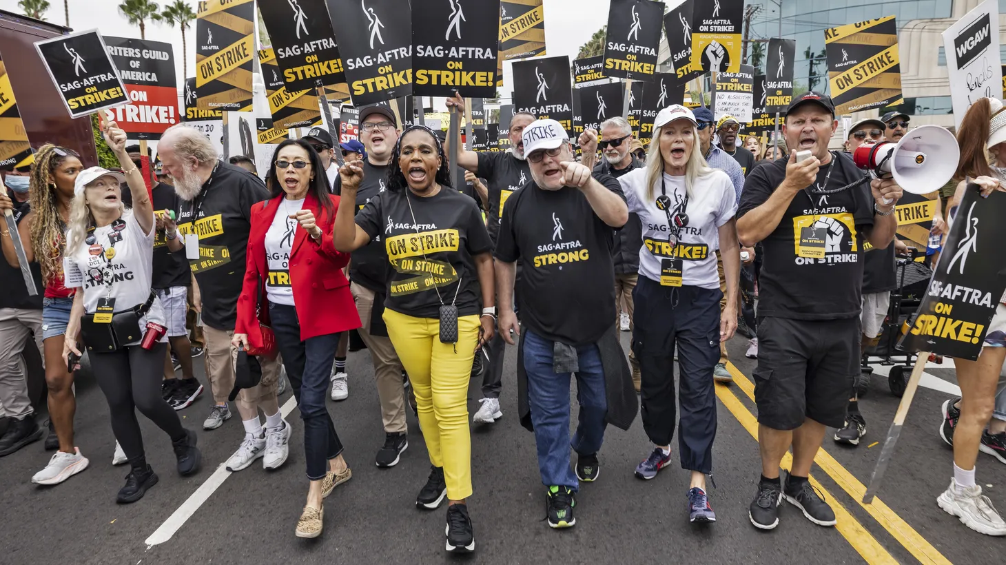 SAG-AFTRA held a solidarity march and rally in Hollywood, walking from Netflix to Paramount Studios, September 13, 2023.