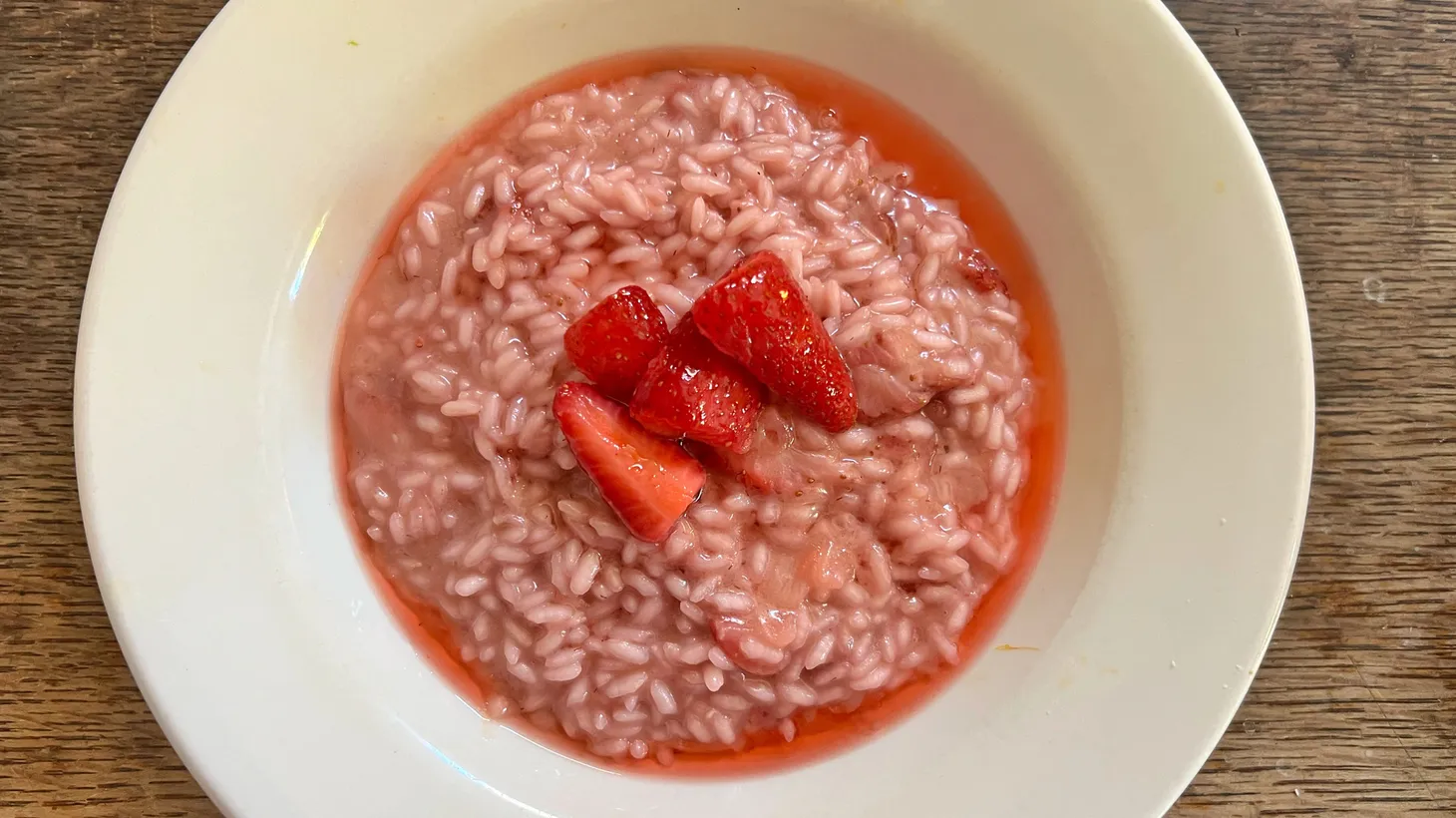 A lightly sweet strawberry risotto for Spring.