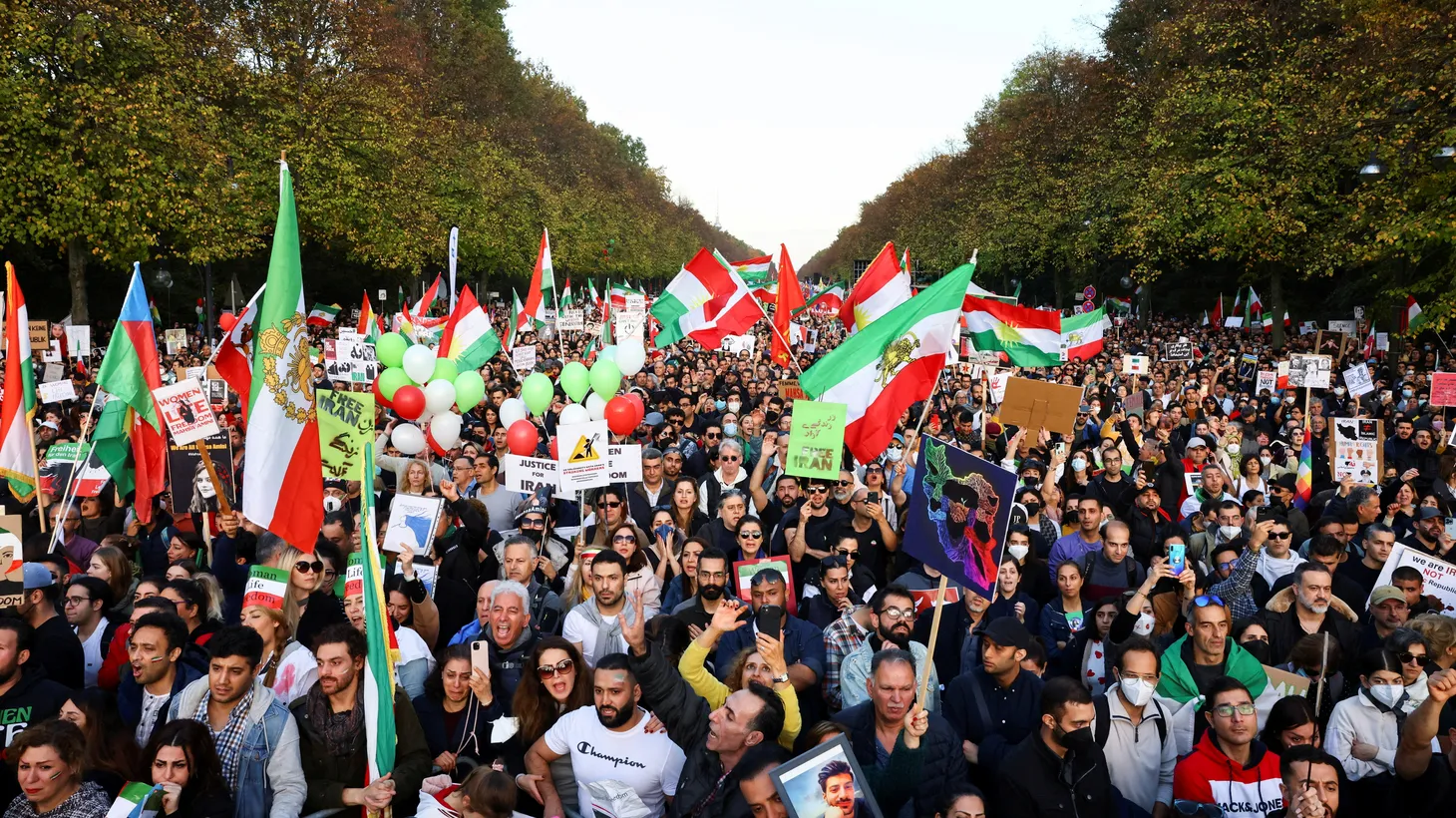 Demonstrators protest following the death of Mahsa Amini in Iran, in Berlin, Germany, October, 22, 2022.