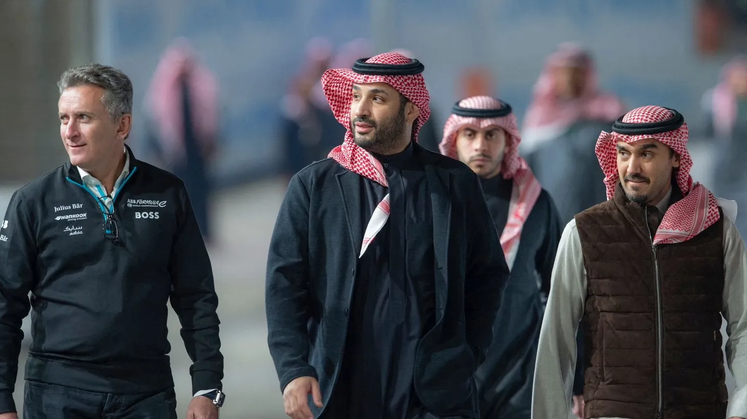 Saudi Crown Prince and Prime Minister Mohammed Bin Salman attends the Formula-E Race at Diriyah Race Track, Riyadh, Saudi Arabia, January 28, 2023.
