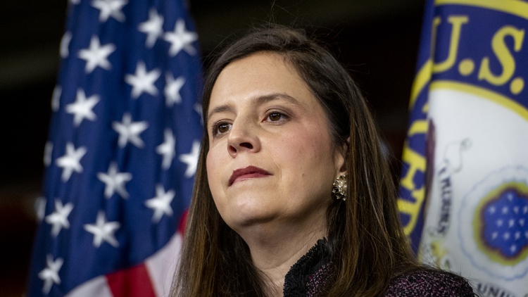 New York Congresswoman Elise Stefanik campaigned as a moderate millennial, but now she’s gone full Trump, with nods to QAnon and racist conspiracy theories.