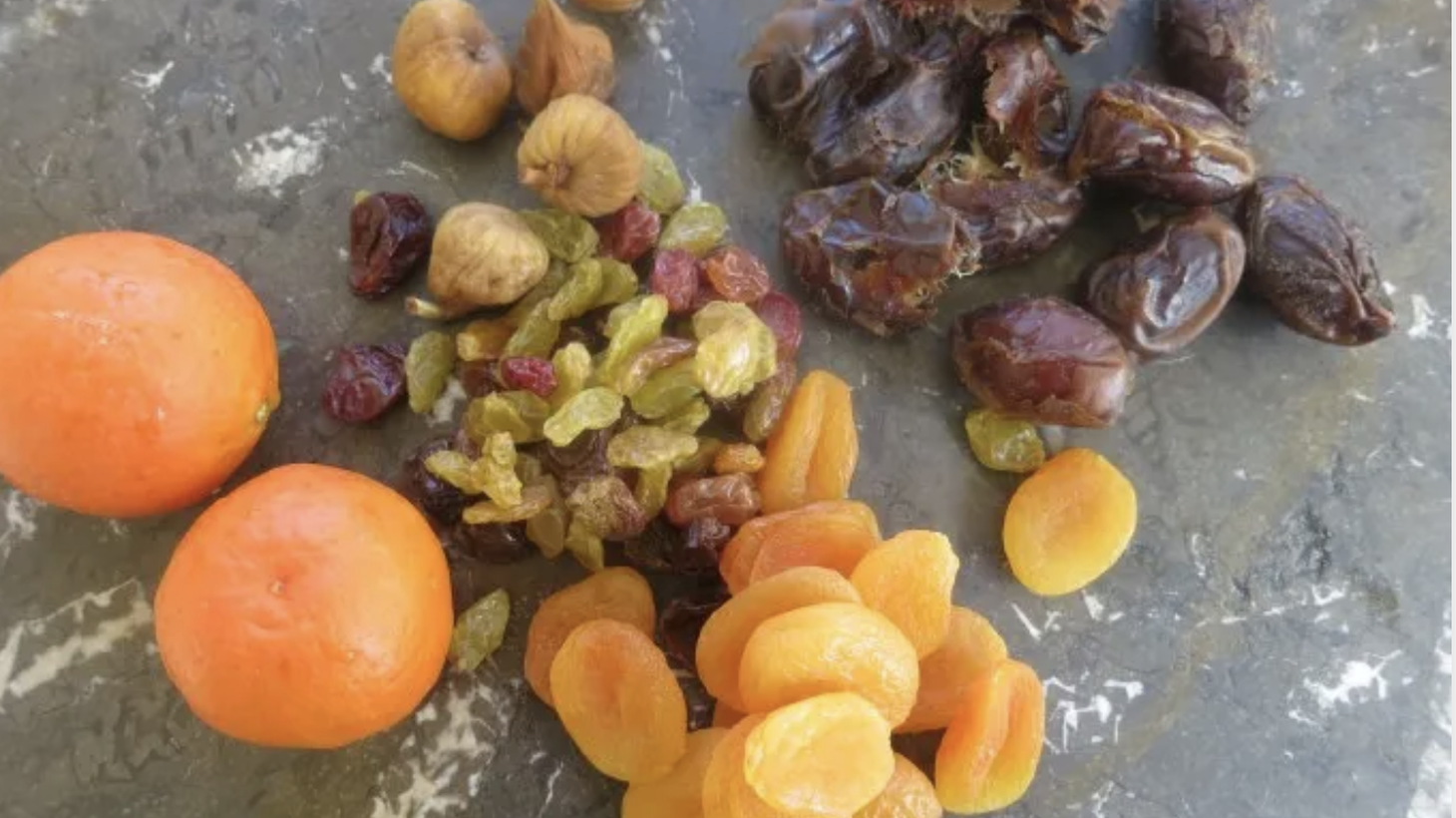 A Turkish-inspired charoset has whole oranges and a mixture of dried fruits.