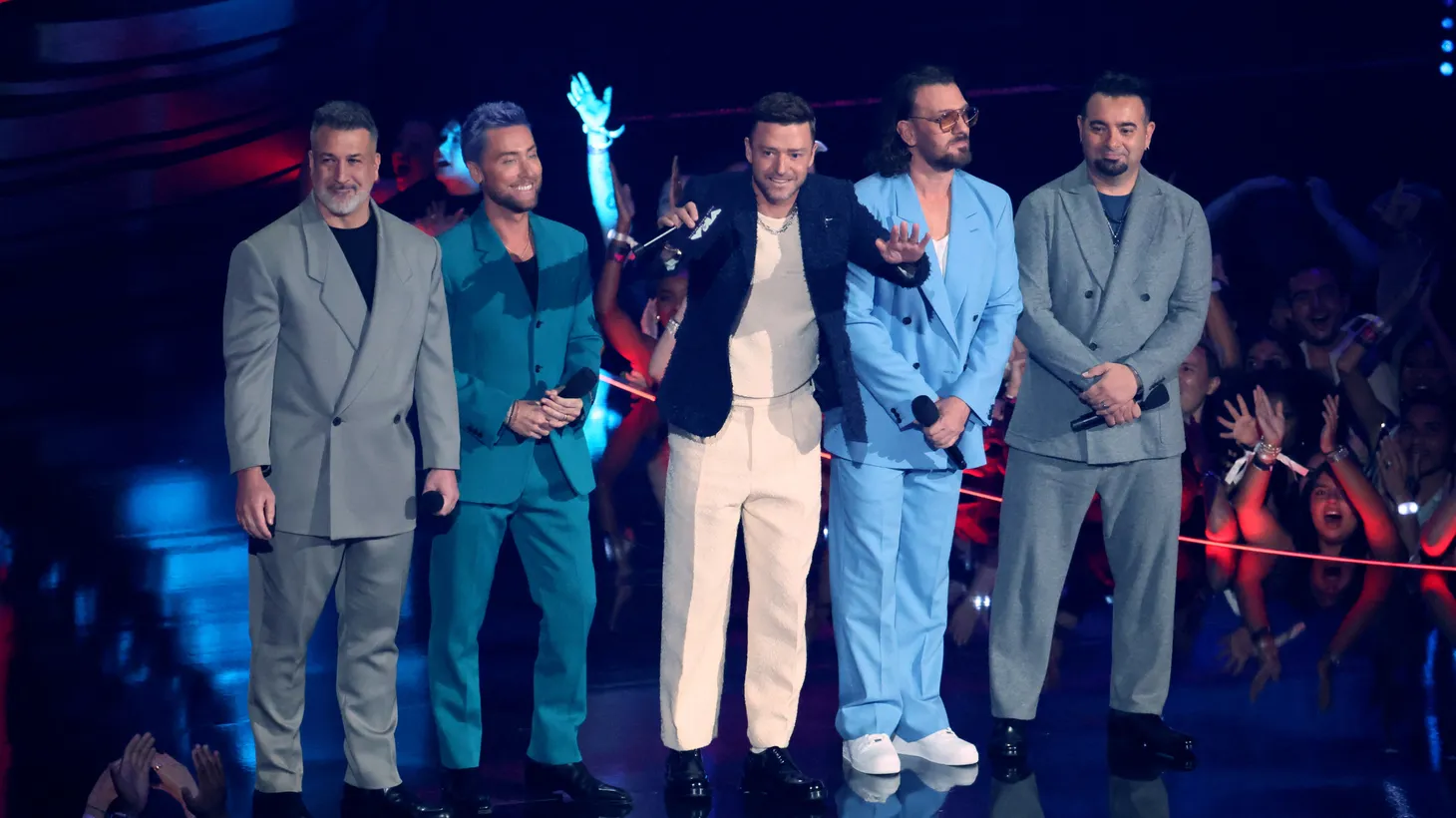 *NSYNC members Justin Timberlake, Joey Fatone, Chris Kirkpatrick, Lance Bass and JC Chasez attend the 2023 MTV Video Music Awards at the Prudential Center in Newark, New Jersey, U.S., September 12, 2023.