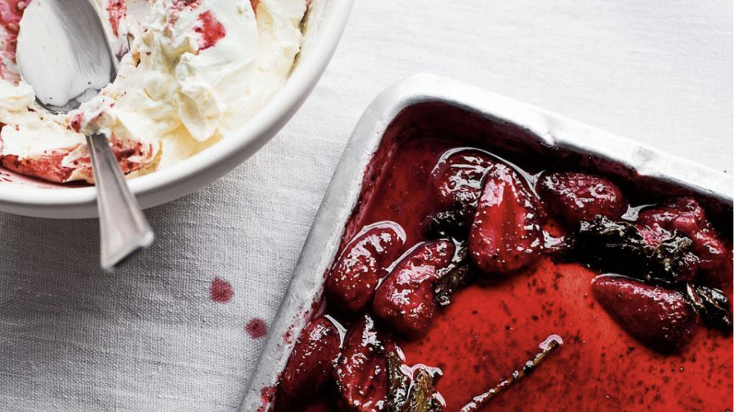 Yotam Ottolenghi’s Sumac Roasted Strawberries with Yogurt Cream recipe is featured in “Ottolenghi Simple.”