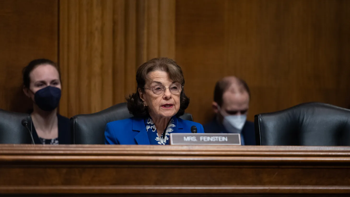 Senator Dianne Feinstein (D-CA) gives remarks during a Senate Judiciary Committee judicial nomination hearing, at the U.S. Capitol, in Washington, D.C., on Tuesday, February 1, 2022.