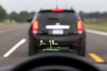 An example of General Motors' vehicle-to-vehicle communication technology(Photo by Rob Widdis for Cadillac)