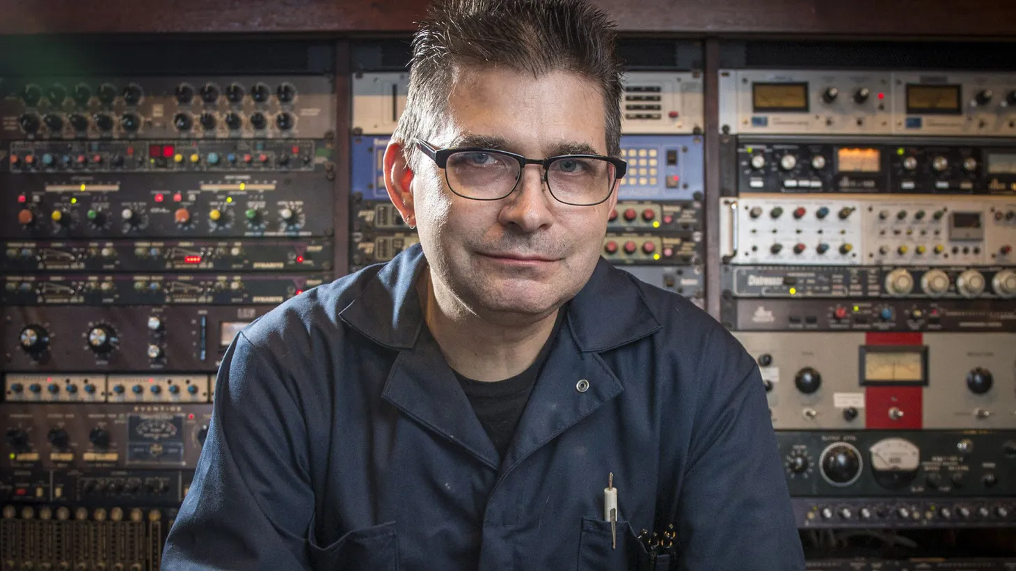 Music producer Steve Albini in his Chicago studio on July 24, 2014.