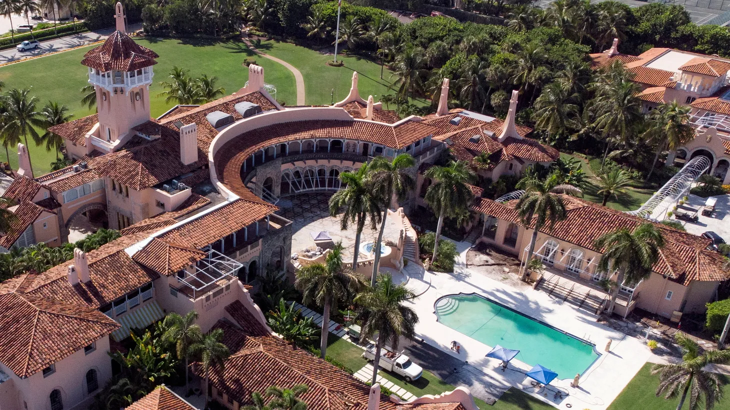 An aerial view shows former U.S. President Donald Trump's Mar-a-Lago home in Palm Beach, Florida, U.S. August 15, 2022.