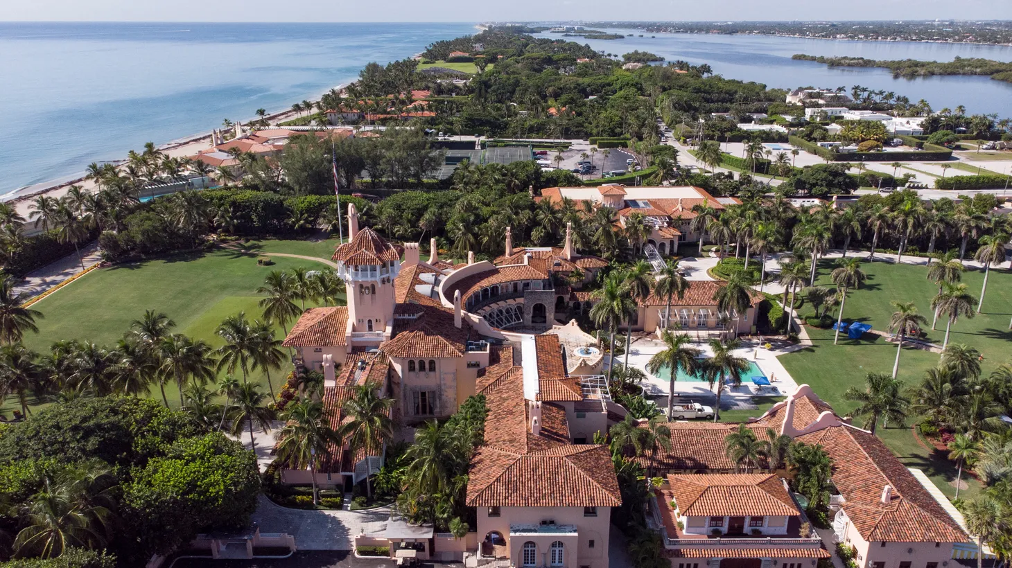 An aerial view shows former U.S. President Donald Trump's Mar-a-Lago home in Palm Beach, Florida, August 15, 2022.