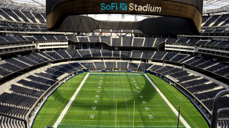 Modern sports palaces like SoFi Stadium, home to Super Bowl LVI, make us more disconnected, says commentator Joe Mathews.