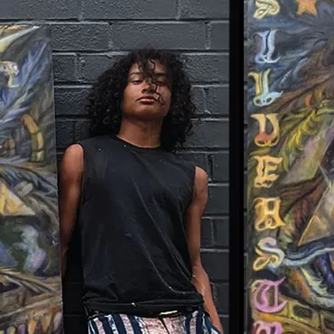 KCRW showcases young visual artist Sterling Molldrem. The 17-year-old muralist talks about his painting “BALI.”